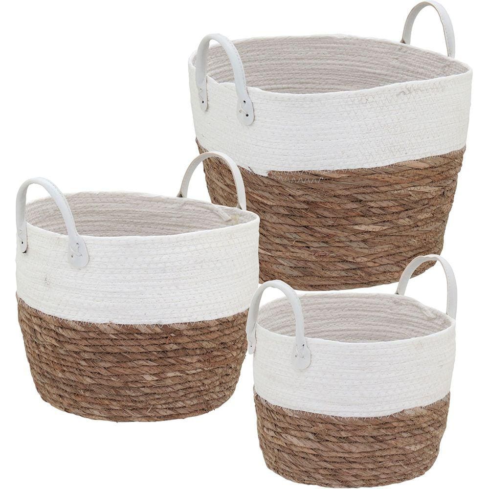 Poneso Cesta Fibra Branco 3Pç