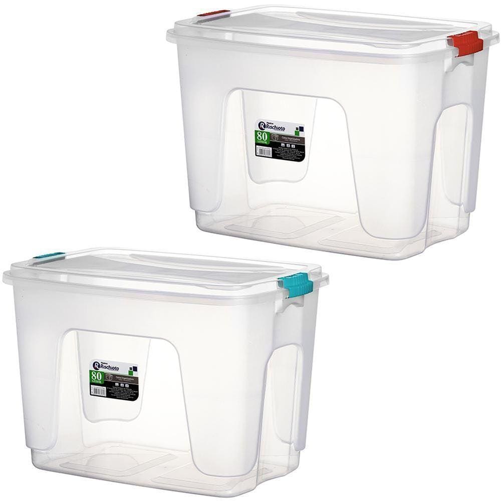 Caixa Organizador/Container Retangular De Plastico Com Trava