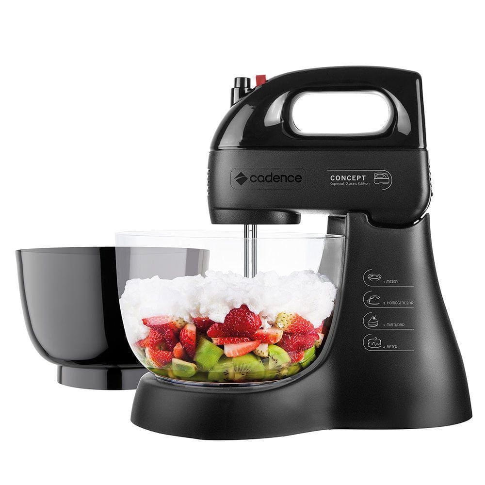 Batedeira Concept Classic Preta 2 Tigelas 220V Cadence Bat279-220V