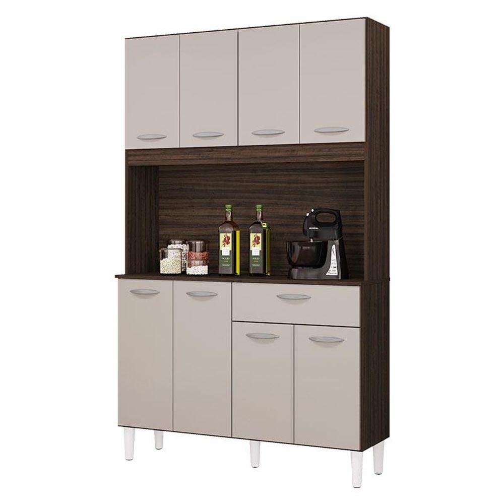 Cozinha Kit Cassia 8 Portas Chocolate Off White - Poquema