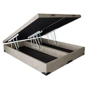 Cama Box Baú Casal 138 Bipartido - Bello Box Suede Bege