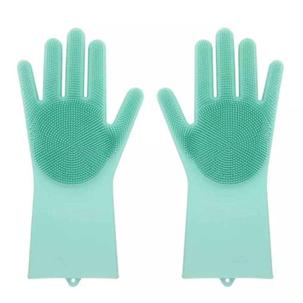 Luva Lava Loucas Verde Escova Silicone Caes Banho Limpeza