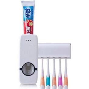 Dispenser Suporte Pasta De Dente Automático E Escova Branco