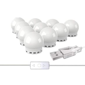 Luz De Espelho Com Led Camarim Maquiagem 10 Lampadas 3 Cores