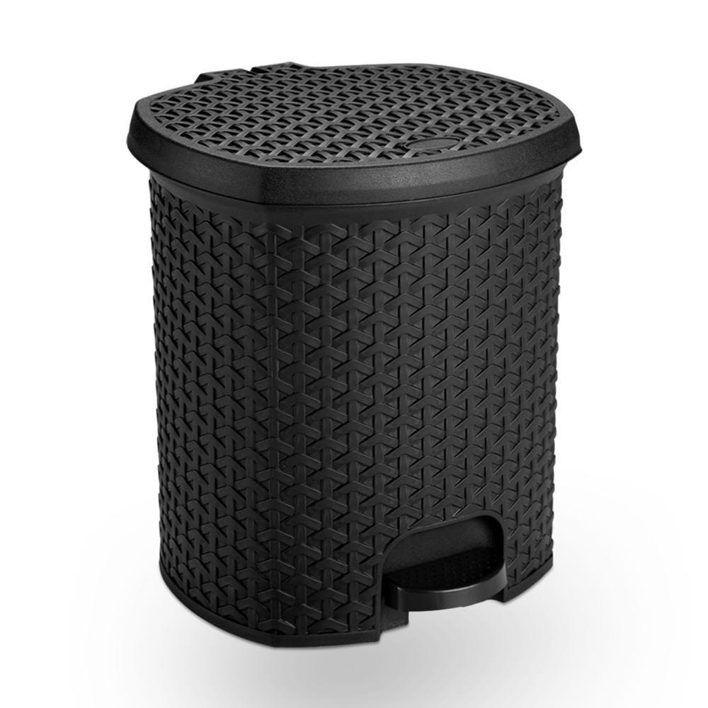 Lixeira Com Pedal Rattan 15litros Plasnorthon Preta