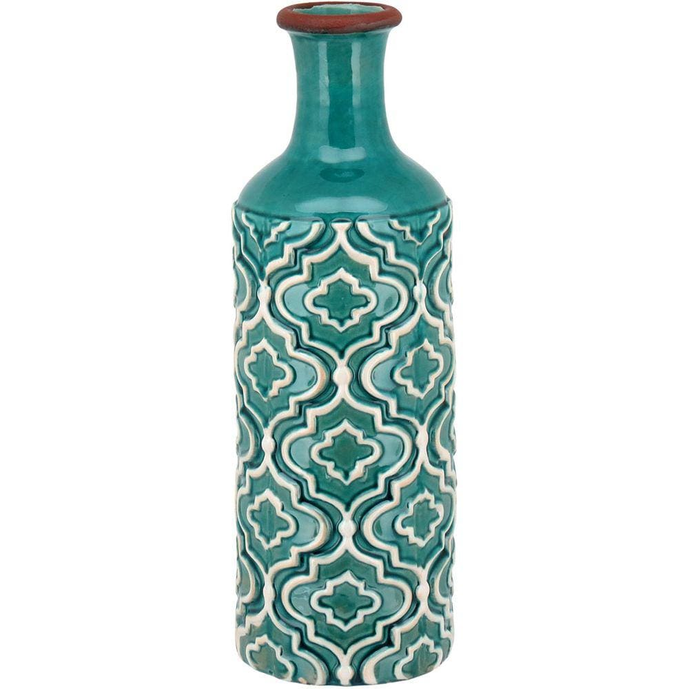 CUZCO GARRAFA DECORATIVA 41x14x14cm CERÂMICA AZUL