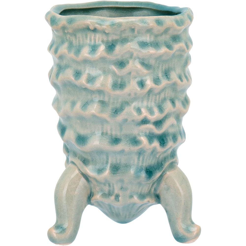 HOME&CO FERGIE VASO 13x9x9cm CERÂMICA AZUL COM PÉ