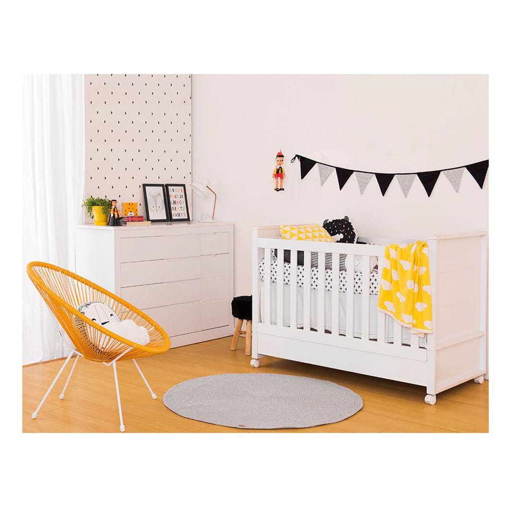 Cômoda Zoe 5 Gavetas com Porta - Branco Fosco
