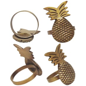HOME&CO ANEL GUARDANAPO 6x4x4cm METAL DOURADO 4PÇ ABACAXI