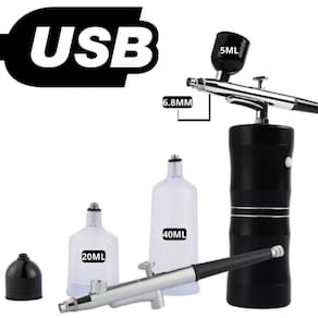 Kit Compressor Aerógrafo Usb Recarregável Sem Fio Portátil