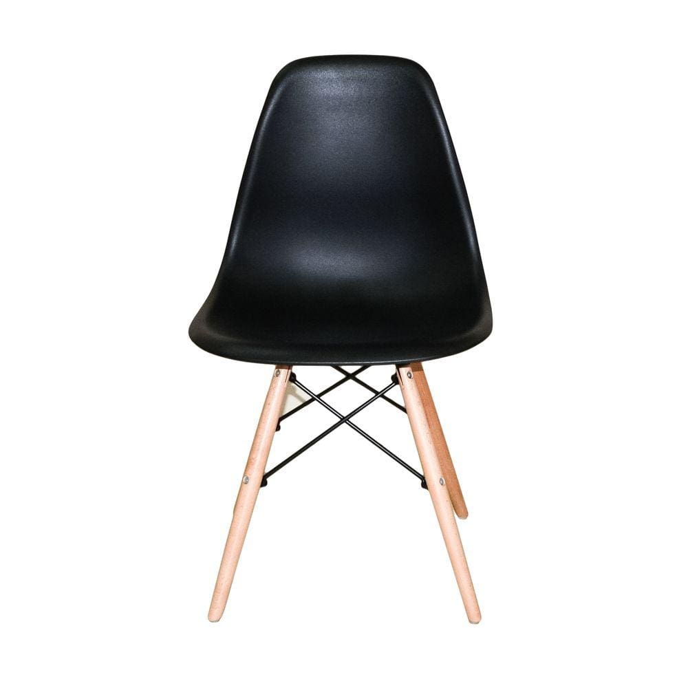 Kit 4 Cadeiras Charles Eames ABS B Madeira Umix 331F Preta