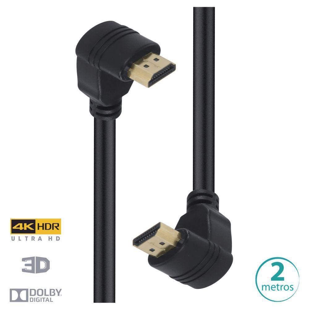 Cabo Hdmi 2.0 4K Ultra Hd 3D Conexão Ethernet Conectores 90°
