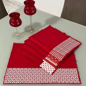 Pano de Prato Vermelho 60X40 Com barrado 100% algodão