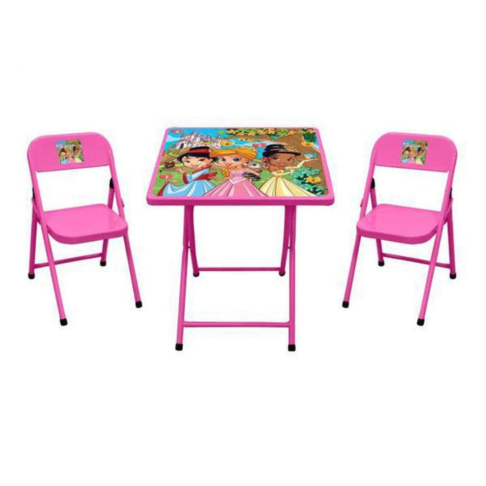 Conjunto Fantasia Mesa C/2 Cadeira Rosa/Princesas - Açomix