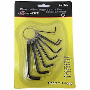 Jogo Conjunto Ferramenta Chave Allen Argola Chaveiro 8 Pç