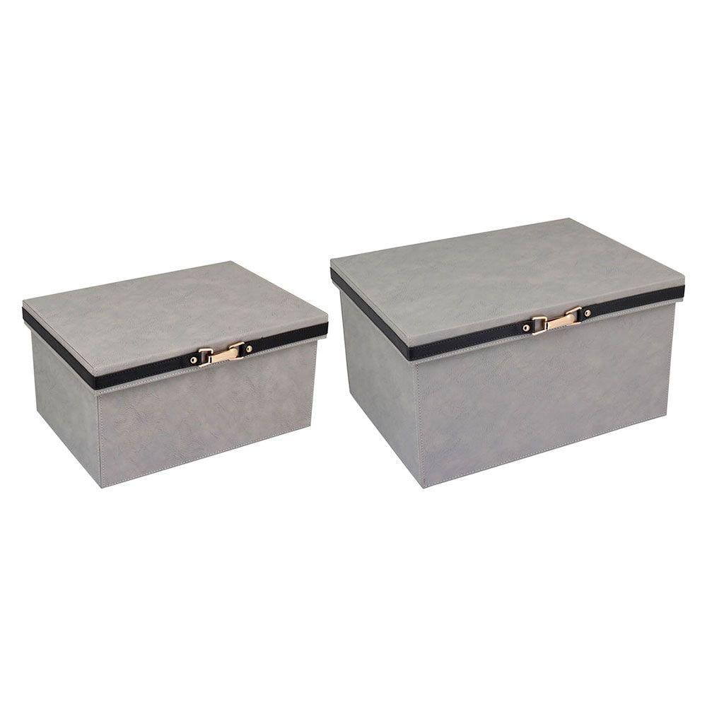 Home&Co Vênus Caixa Organizadora Sintético Cinza 2Pç