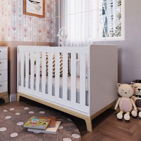 Berço 3 em 1 Linha Favo de Marrom Completa Móveis Branco