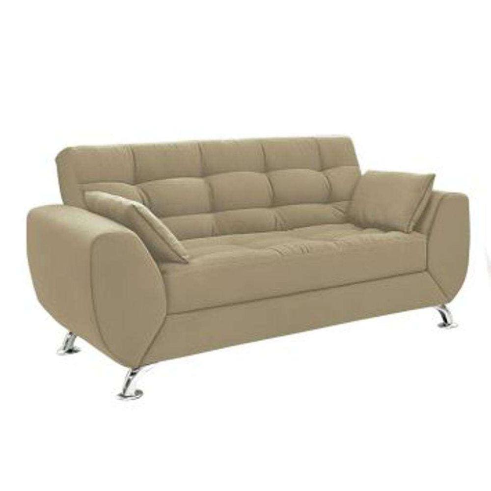 conjunto de sofá 2 e 3 lugares larissa suede bege