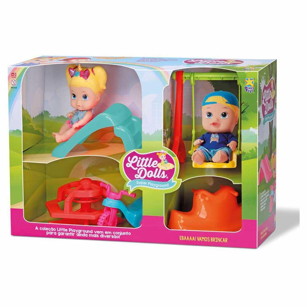 Boneco e Boneca Bebê - Little Dolls - Coleção Super Playground - Divertoys