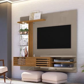 Painel para TV até 55 Polegadas 2 Portas Frizz Supreme Madetec Cinza/Naturale