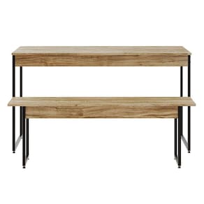 conjunto de mesa de jantar com banco studio carvalho e preto