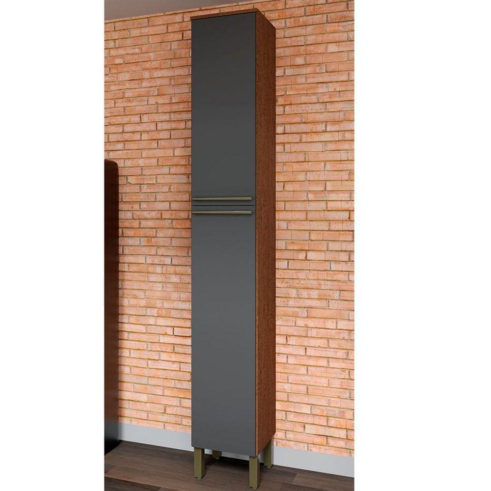 Paneleiro 2 Portas 4 Prateleiras 100% MDF Itália Espresso Móveis Castanho/Cinza