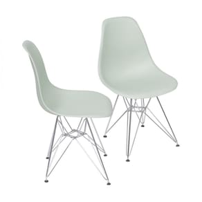 Kit 2 Cadeiras Base Cromada Dkr OR Design Verde Claro