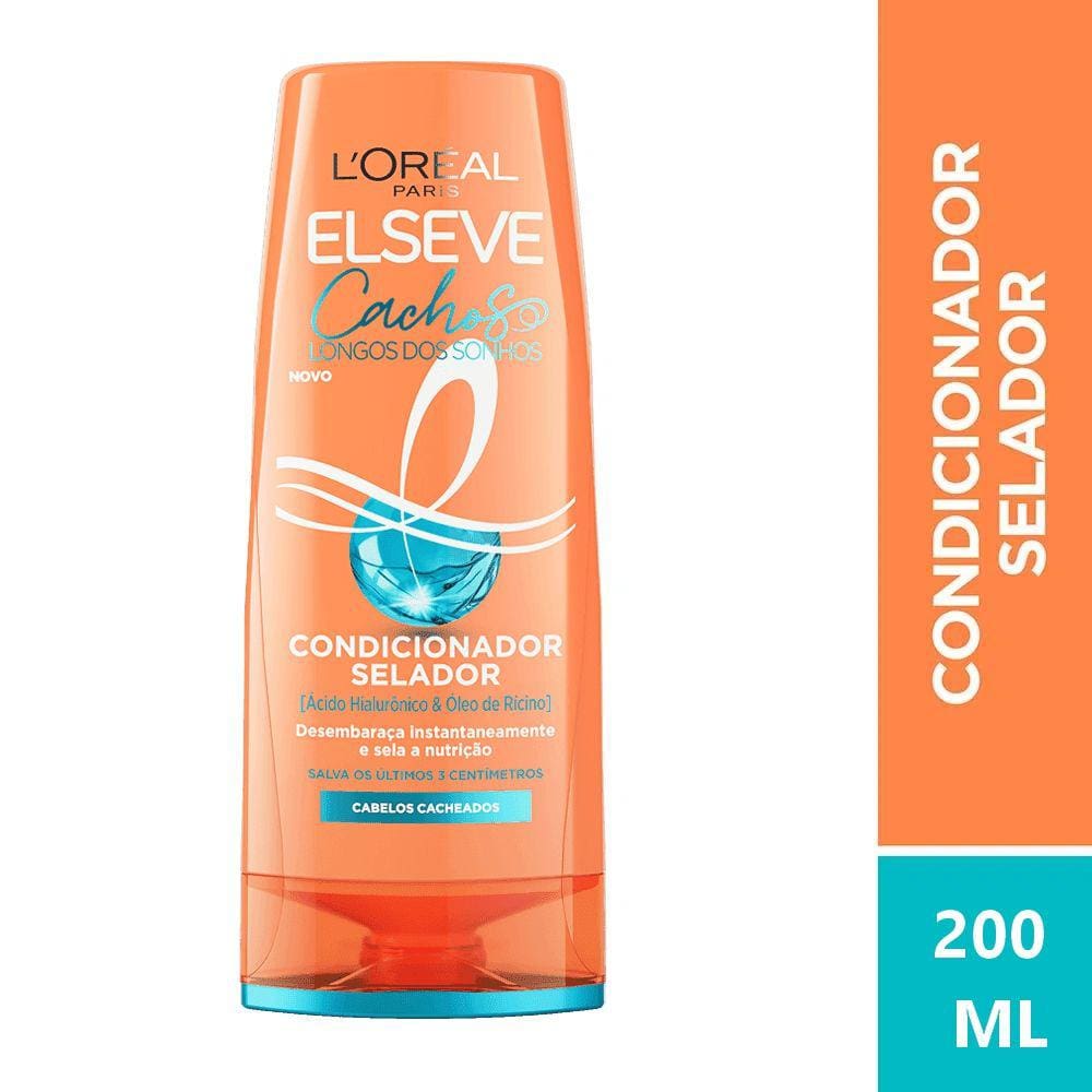 Condicionador Cachos Longos dos Sonhos Selador Elseve Loreal Paris 200ml Nutrição Profunda Ativo Hialurônico Óleo Rícino