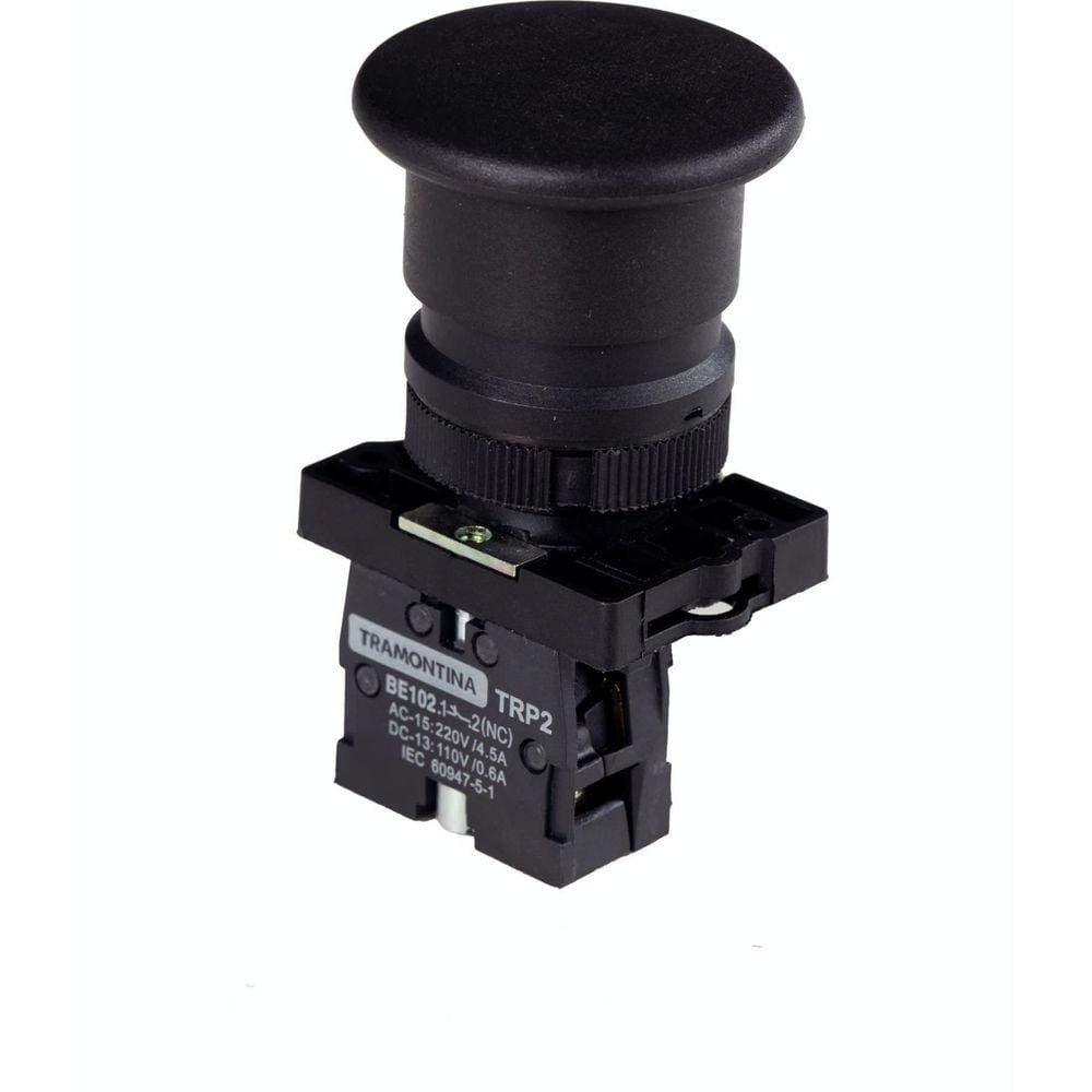 Botão Cogumelo Tramontina TRP2-EC22 1NF Preto com Base de Plástico Tramontina