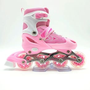 Patins Inline Roller Ajustável Infantil/juvenil ROSA Tamanho: 33 ao36