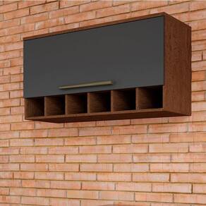 Armário Aéreo 80cm 1 Porta Basculante 100% MDF Itália Espresso Móveis Castanho/Cinza