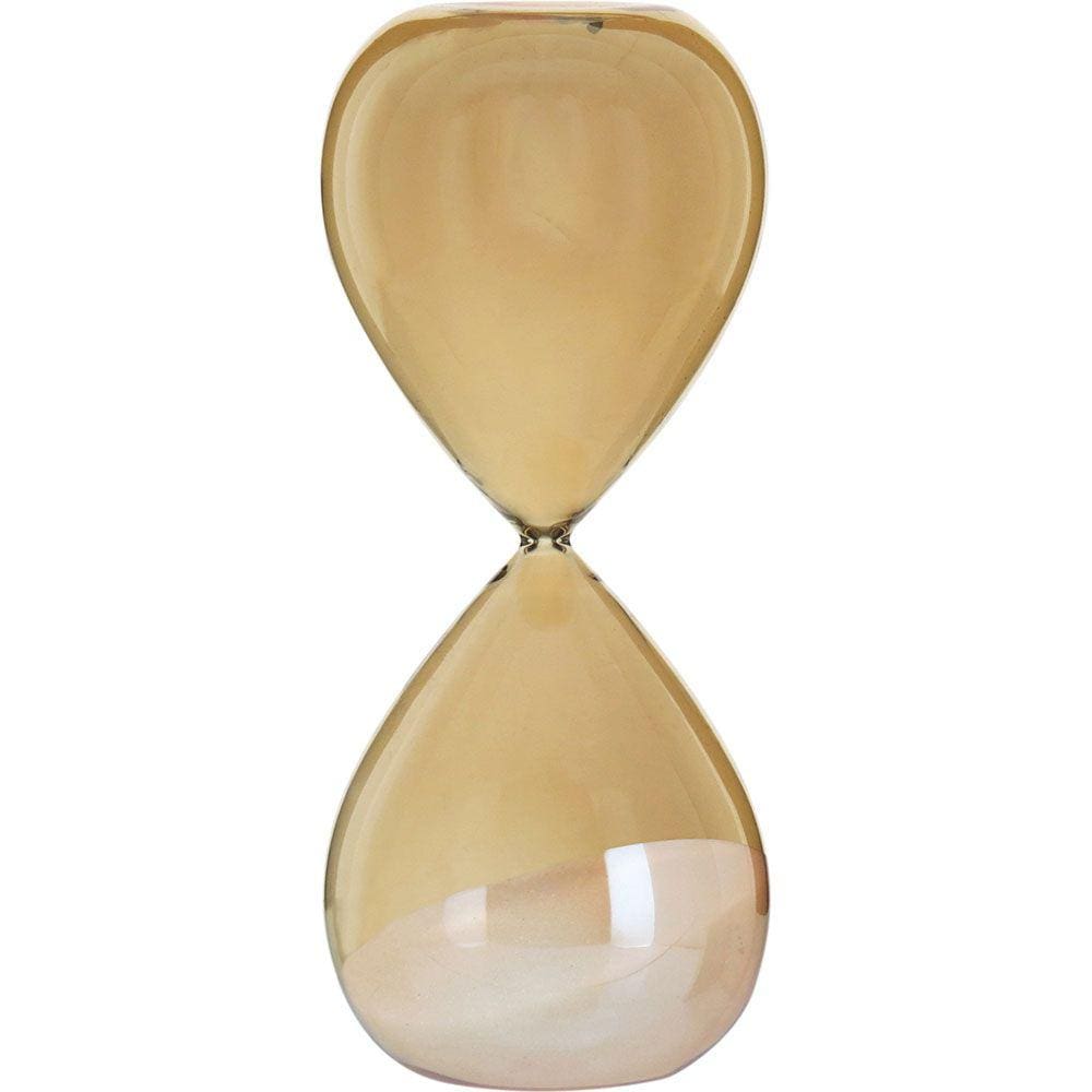 AMPULHETA 19x7x7cm VIDRO ÂMBAR AREIA BRANCA
