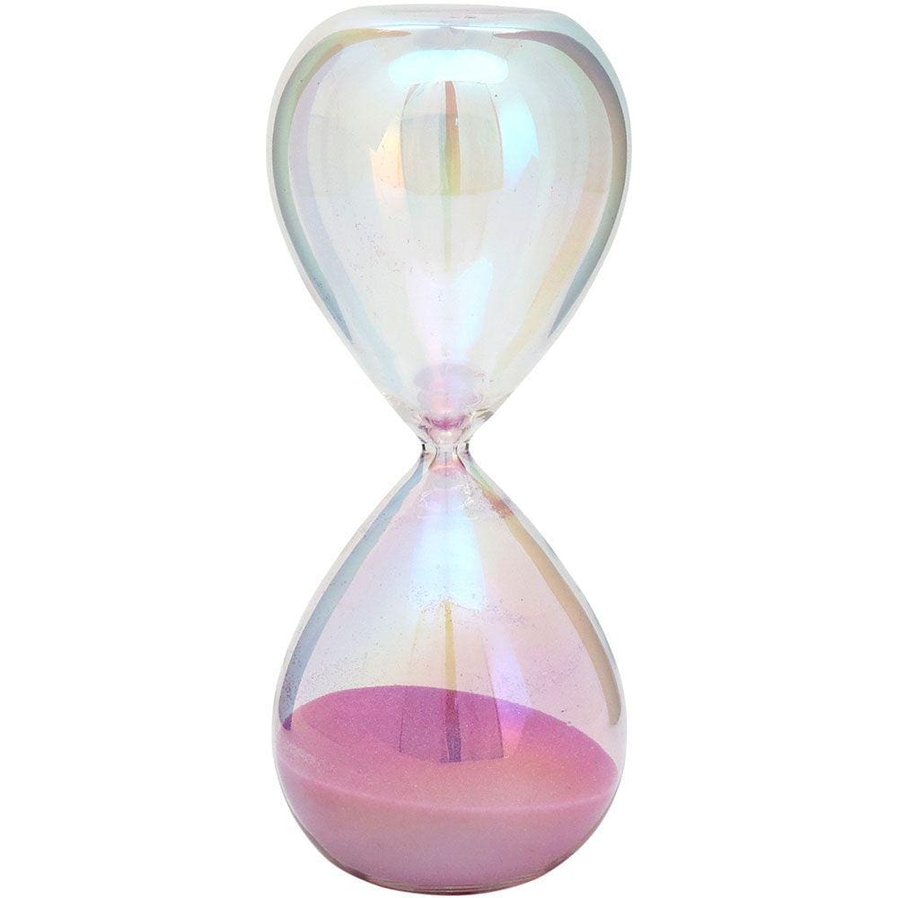 AMPULHETA 19x8x8cm VIDRO FURTA-COR AREIA ROSA