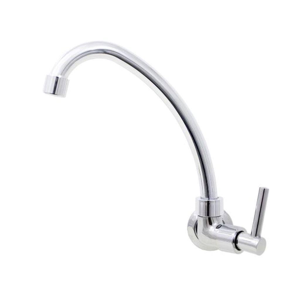 Torneira Cozinha Parede Cromada Bica Móvel C62 Arejador Fixo