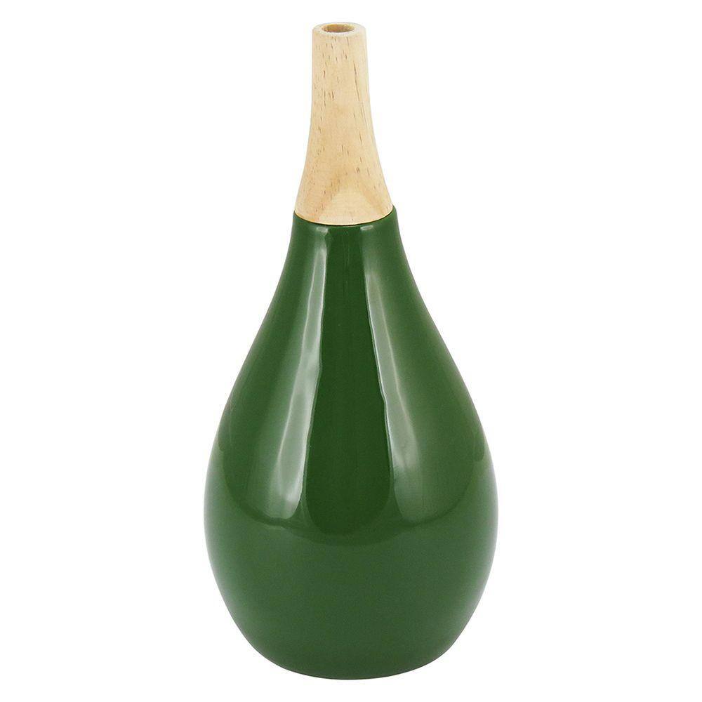 FOGLIO GARRAFA DECORATIVA 28x13x13cm CERÂMICA VERDE