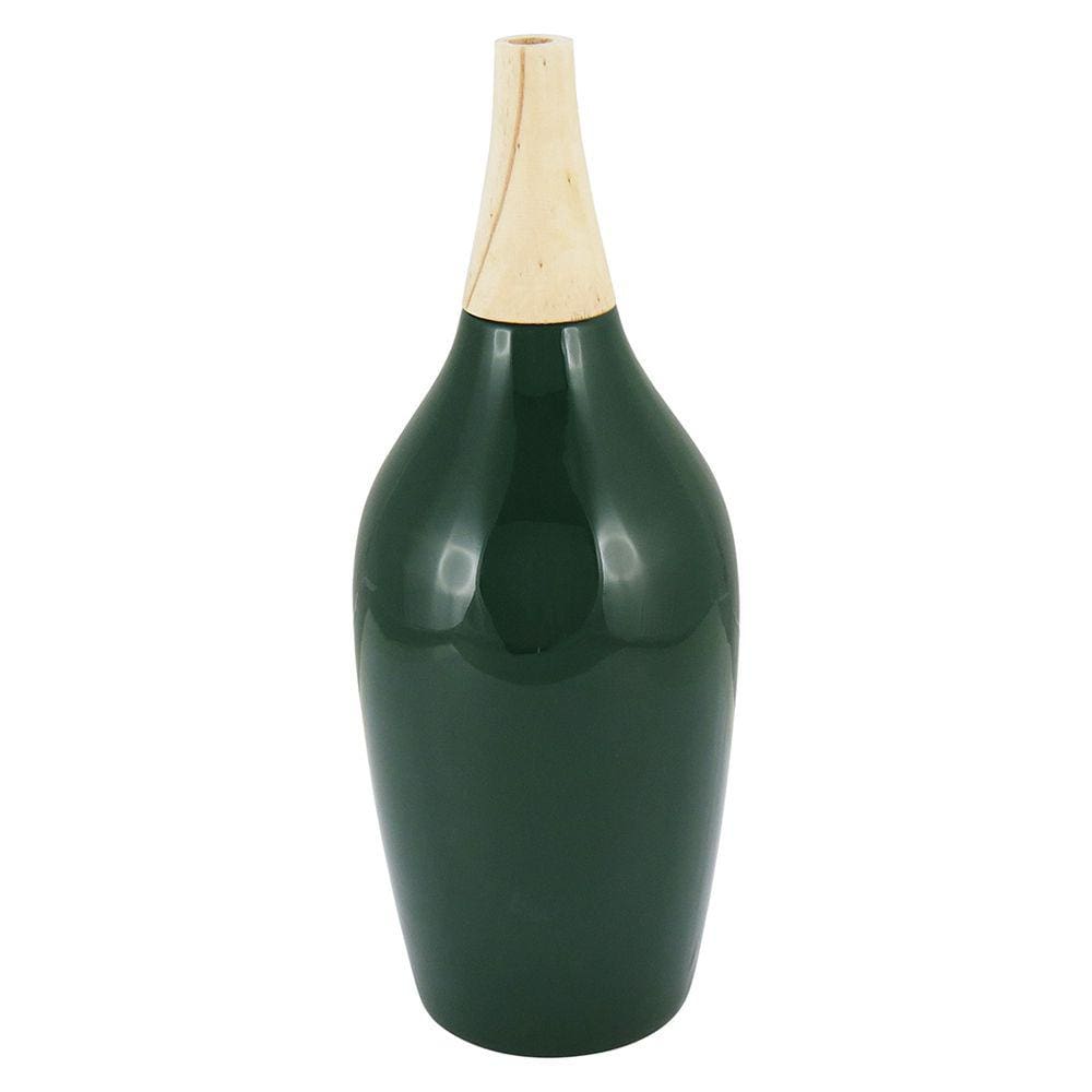 FOGLIO GARRAFA DECORATIVA 35x15x15cm CERÂMICA VERDE