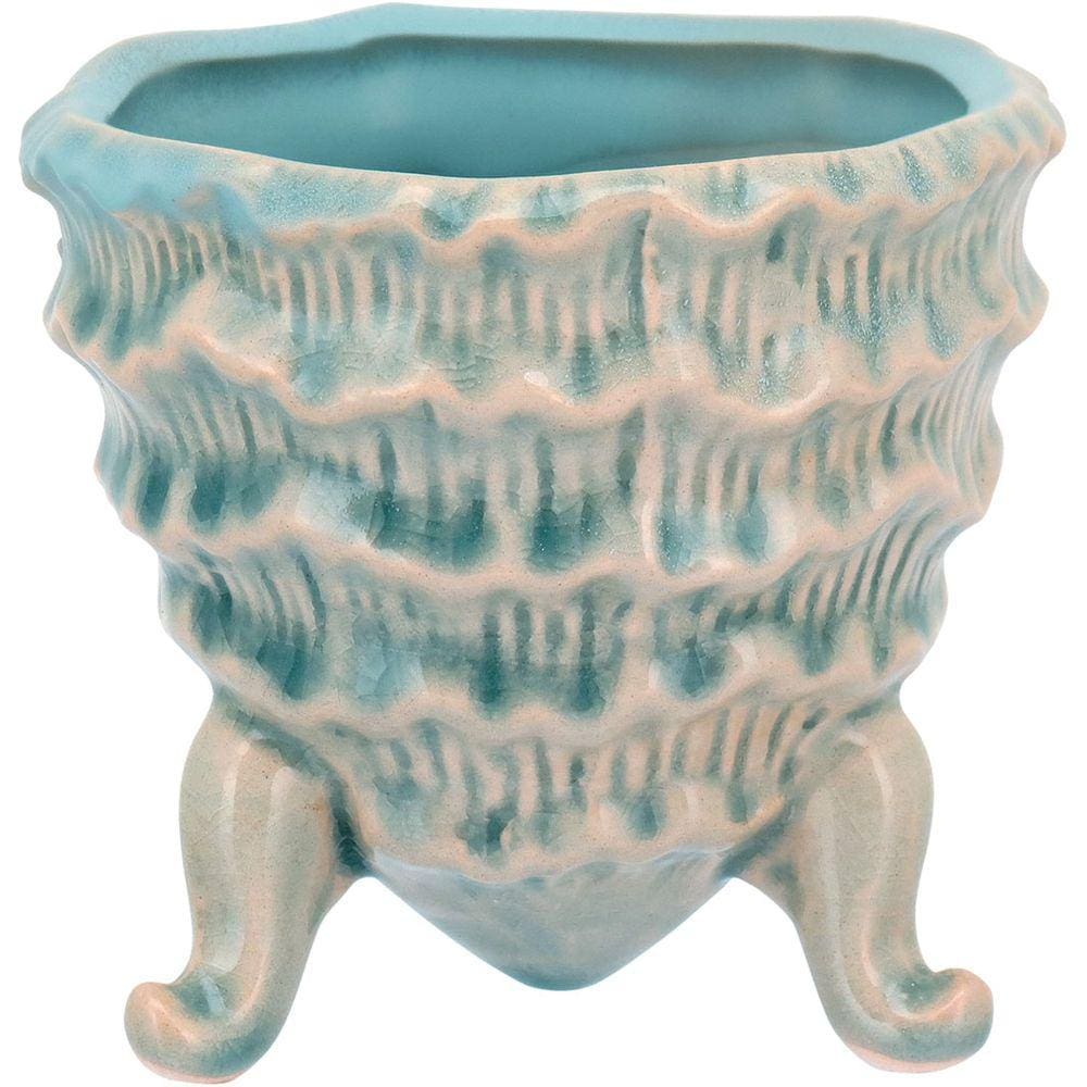 HOME&CO FERGIE CACHEPÔ 9x9x9cm CERÂMICA AZUL COM PÉ