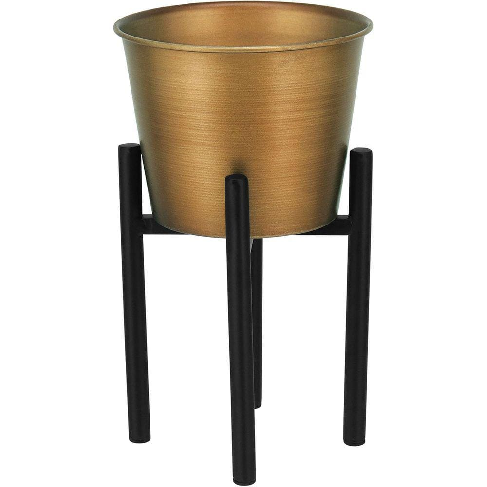 OCTAVE CACHEPÔ 25x15x15cm METAL DOURADO COM SUPORTE