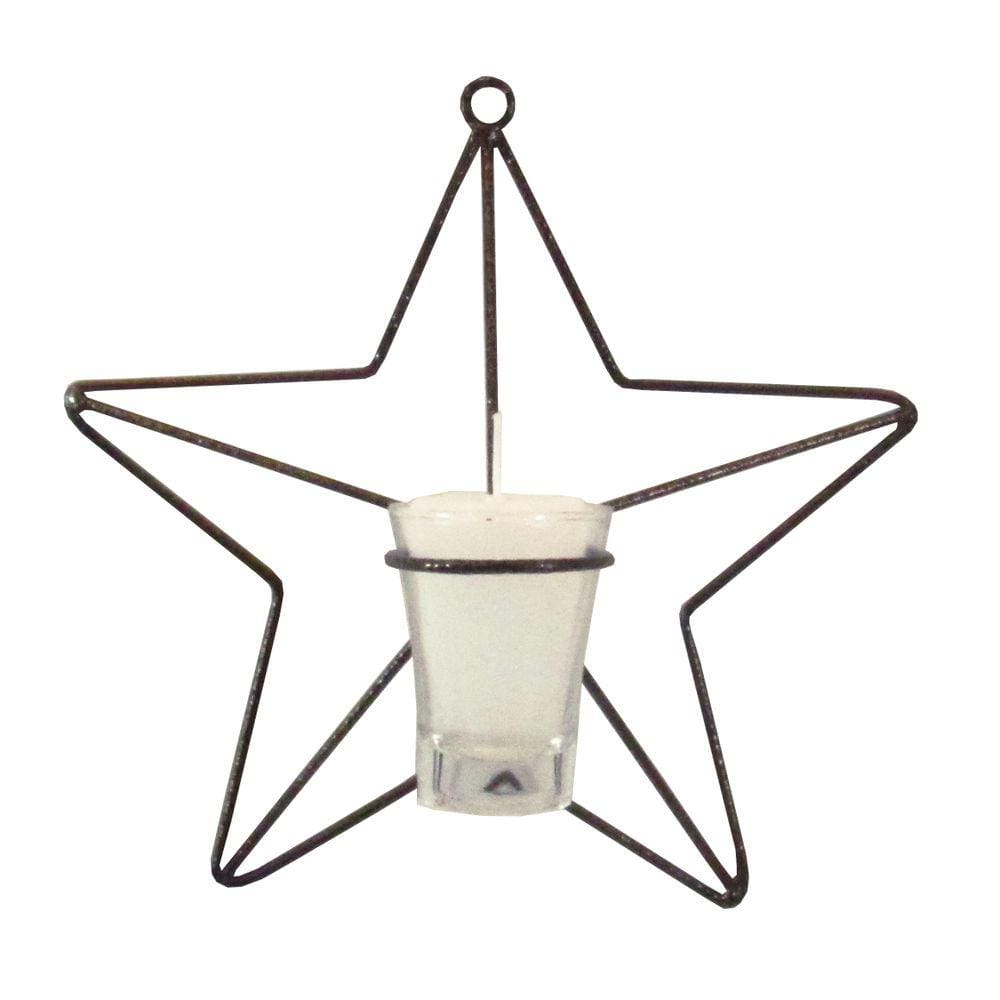Estrela M 23 cm Porta Vela Branca Arandela Decorativa Parede