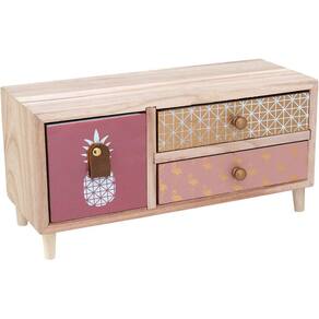 PENÉLOPE CAIXA ORGANIZADORA 15x31x12cm MADEIRA ROSA COM GAVETA