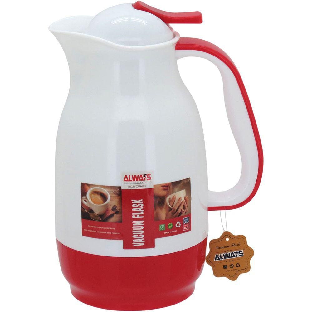 ALWA GARRAFA TÉRMICA 25x13x13cm 1L PLÁSTICO VERMELHO AMPOLA VIDRO