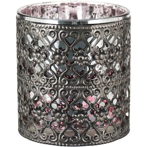 BARTON CASTIÇAL 9x8x8cm METAL ROSA