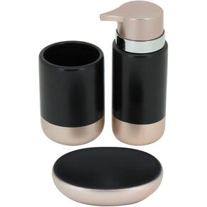 Clássico Jg Banheiro Cerâmica Preto 3Pç