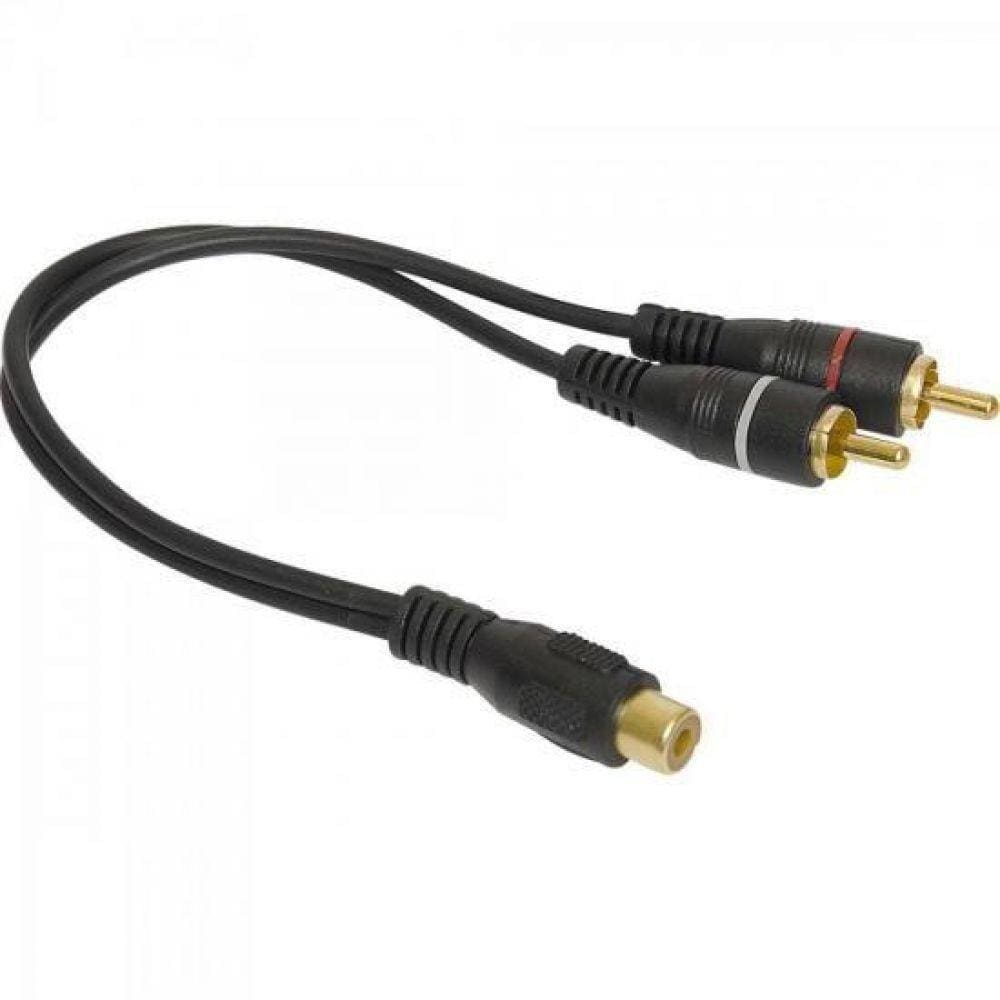 Cabo Y 1 Rca Femea X 2 Rca Macho 20cm 5mm Cbay0006 Preto