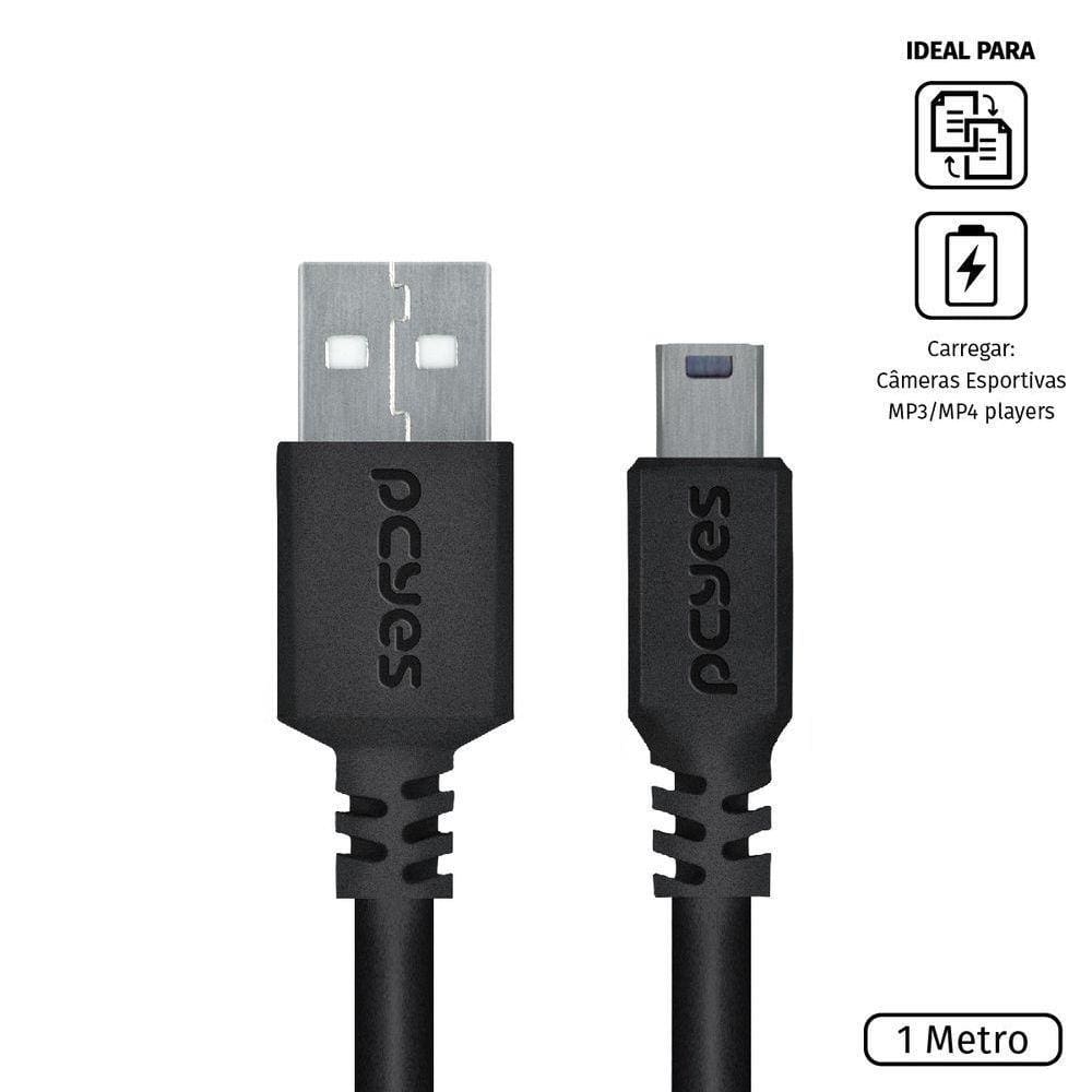 Cabo Usb A 2.0 Macho Para Mini Usb B Macho 28Awg Puro Cobre