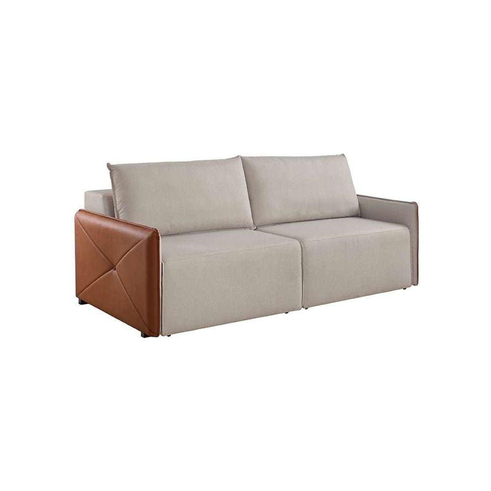 sofá 2 lugares retrátil urban linho bege e carao 160 cm