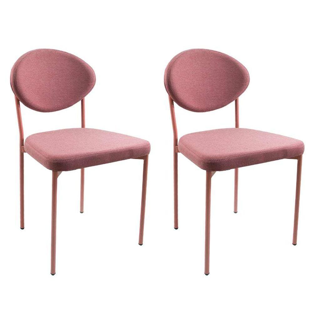 conjunto com 2 cadeiras de cozinha bella sarja rosa