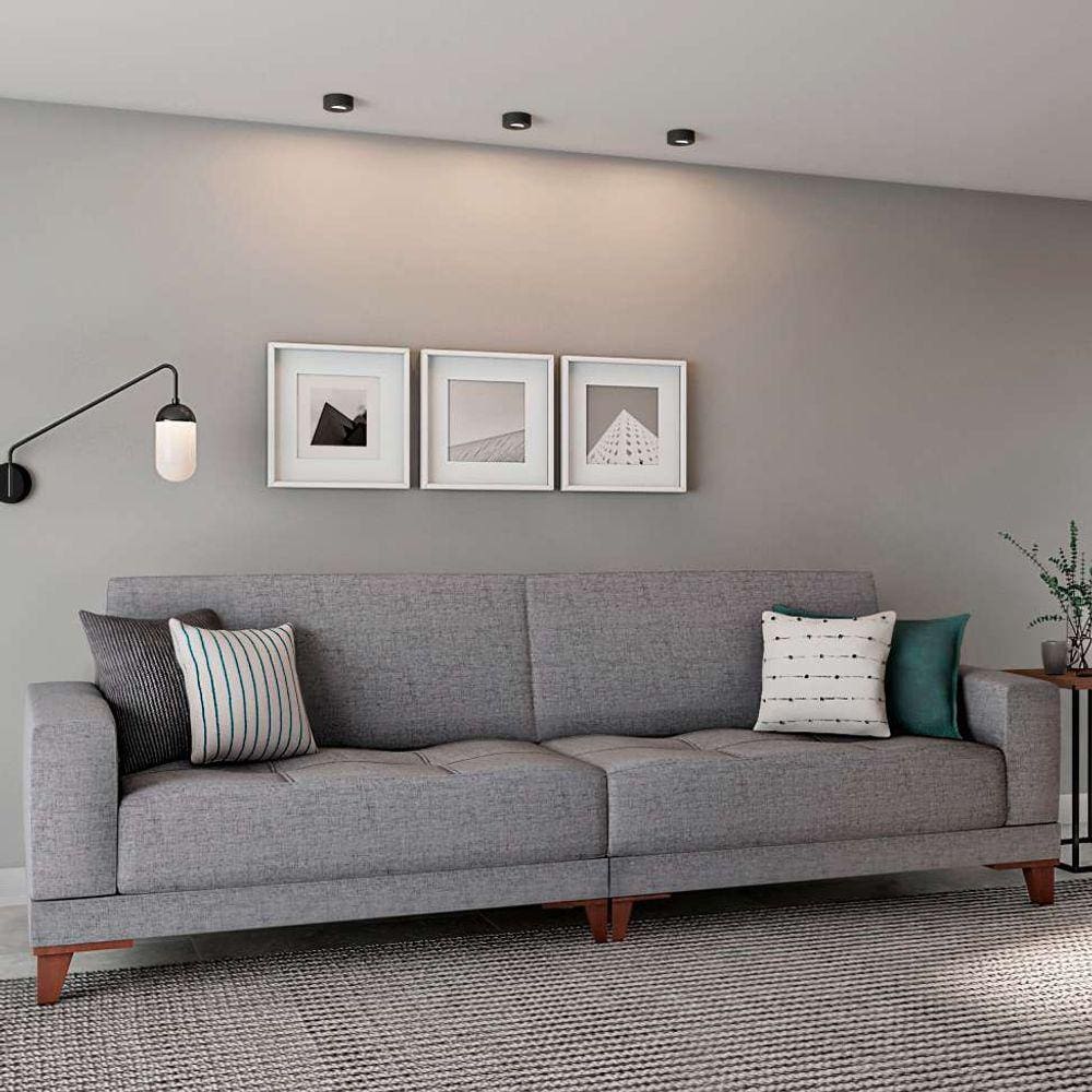 sofá londres 4 lugares linho cinza 280 cm