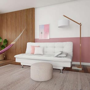 sofá-cama 3 lugares casal qualidade couro sintético branco