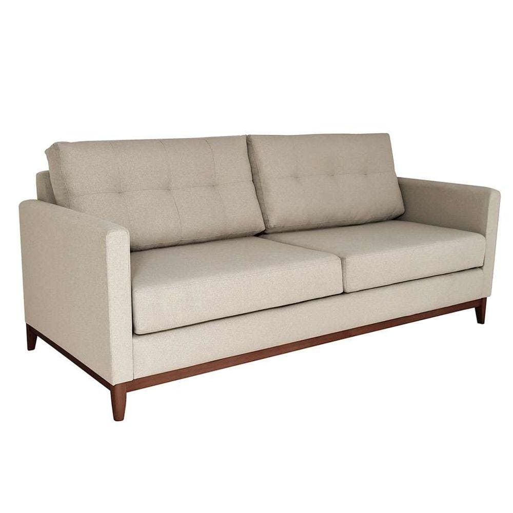 sofá 3 lugares carlo veludo bege e imbua 180 cm